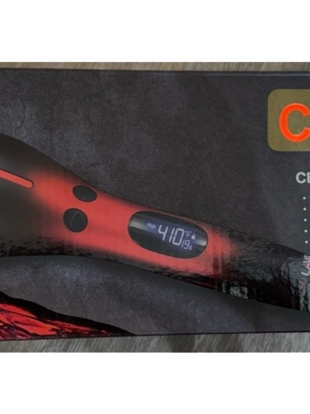 CHI LAVA 1” VOLCANIC SPIN AND CURL - Red and Black with LCD Temperature Display
